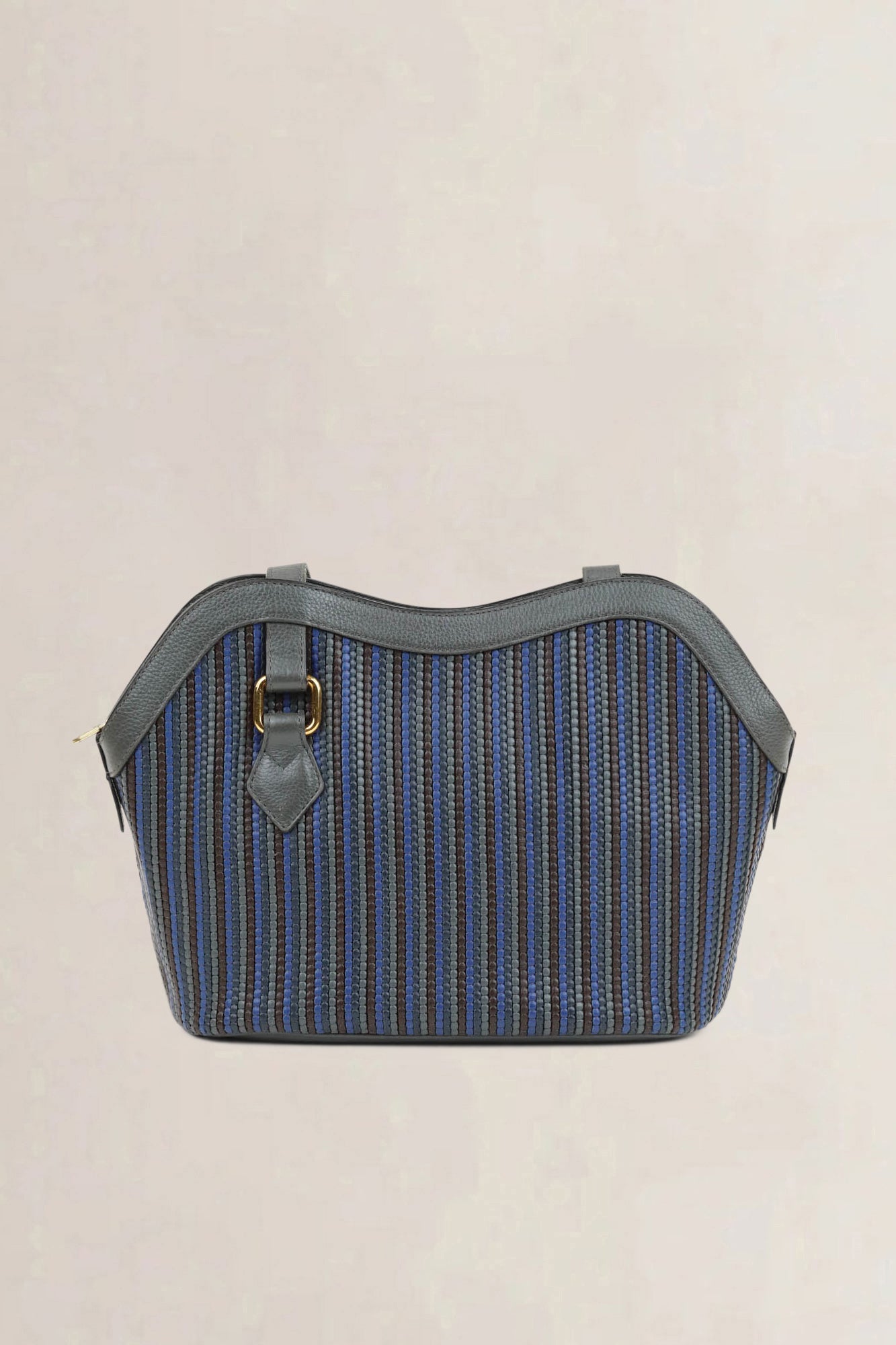 Delvaux Blue/Green Toile De Cuir Lussac Shoulder Bag