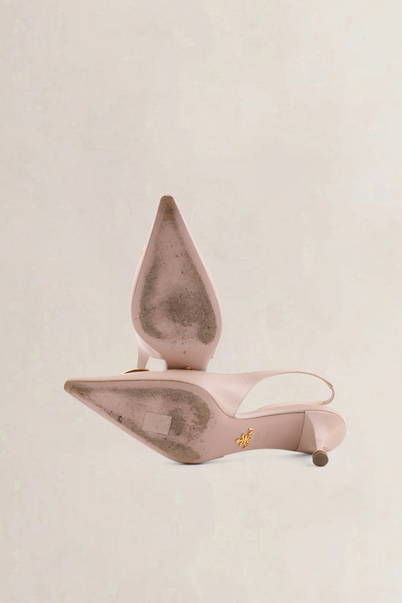 Prada Cipria Leather Kitten Slingback Heels