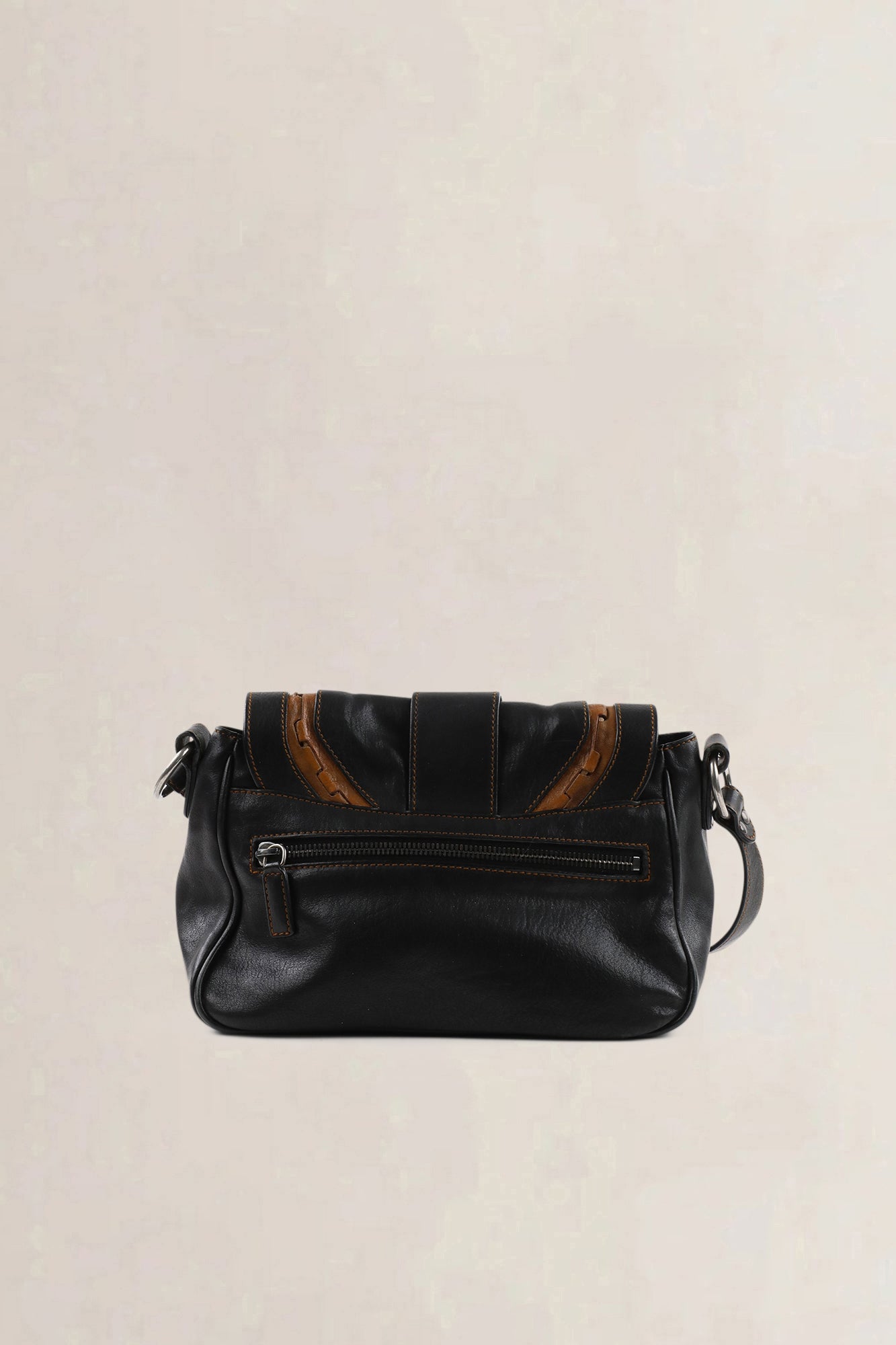 Christian Dior Black/Brown Gaucho Saddle Crossbody Bag