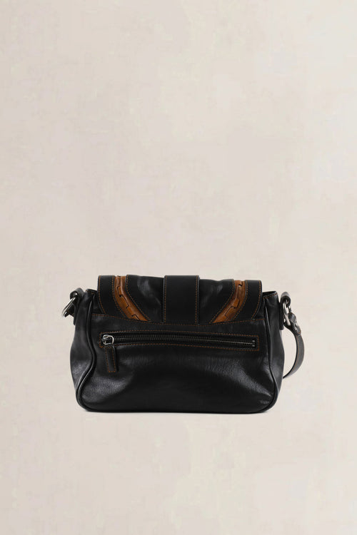 Christian Dior Black/Brown Gaucho Saddle Crossbody Bag