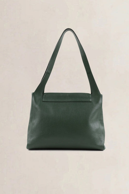 Delvaux Forest Green Leather/Croco Flambeau Shoulder Bag