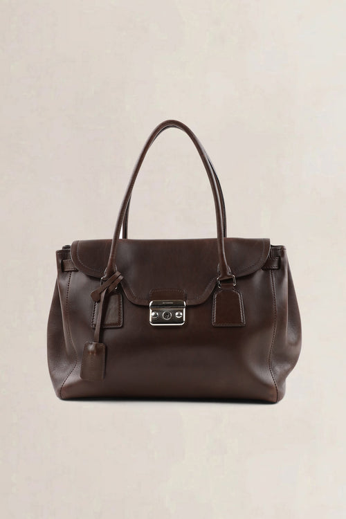 Jil Sander Brown Leather Shoulder Bag