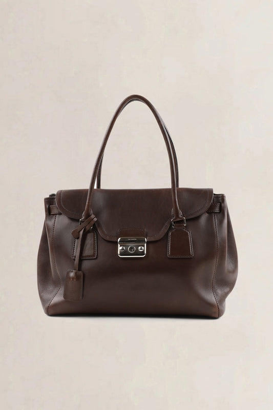 Jil Sander Brown Leather Shoulder Bag