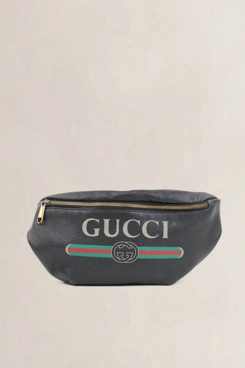 Gucci Black Leather Logo Belt Bag