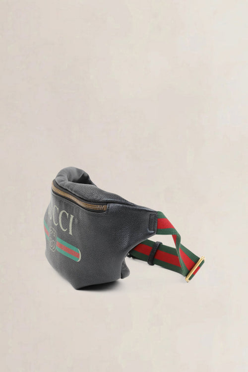 Gucci Black Leather Logo Belt Bag