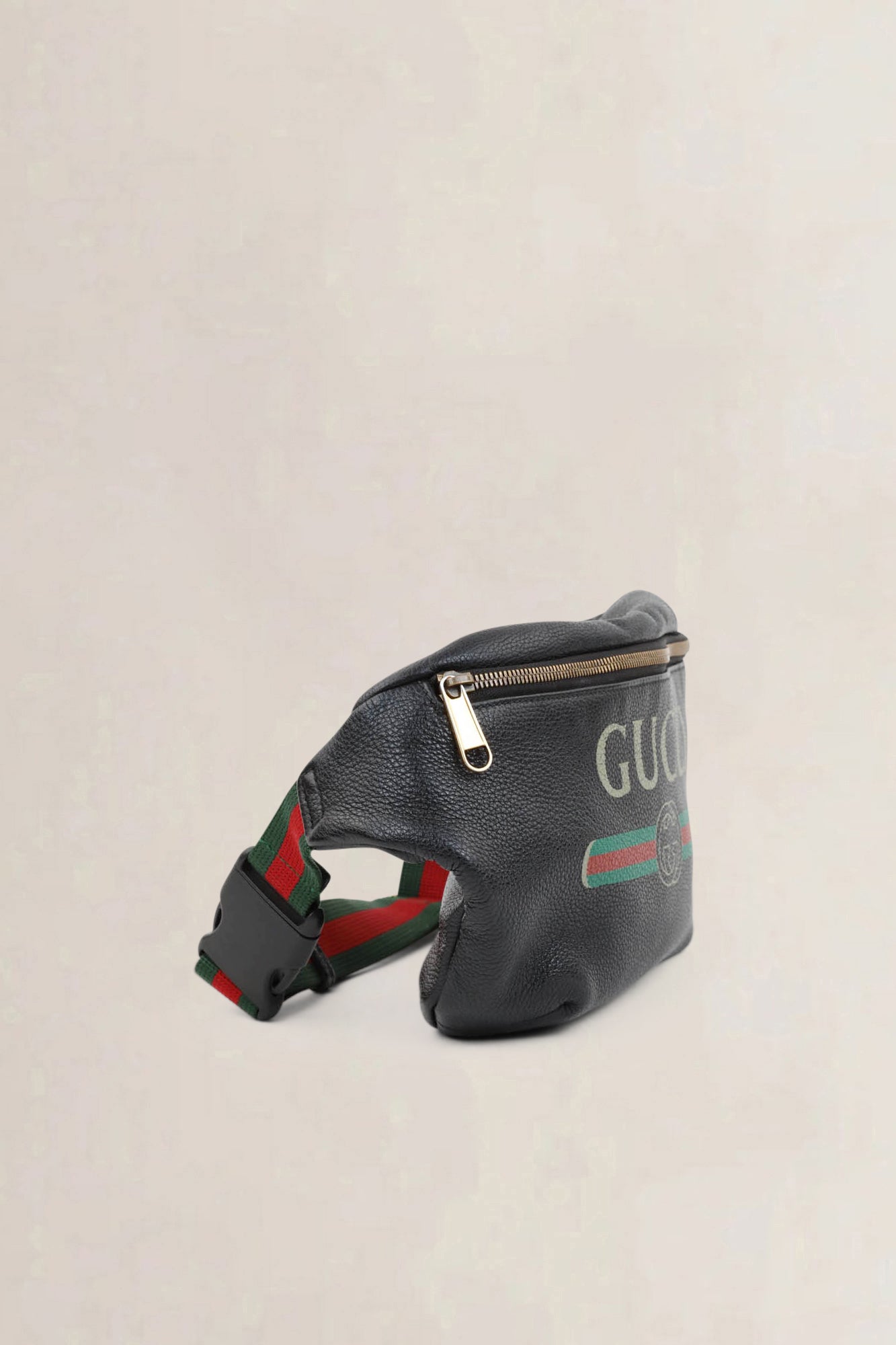 Gucci Black Leather Logo Belt Bag