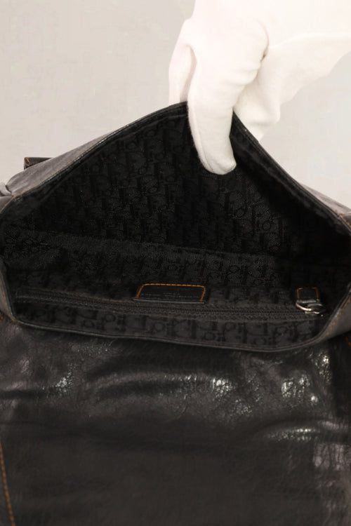 Christian Dior Black/Brown Gaucho Saddle Crossbody Bag