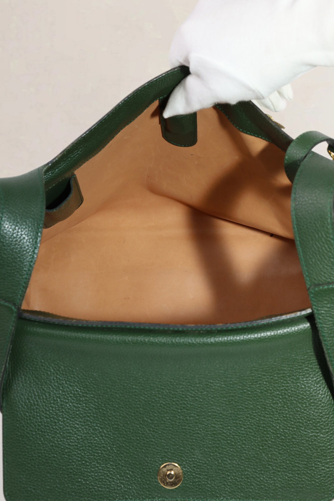 Delvaux Forest Green Leather/Croco Flambeau Shoulder Bag