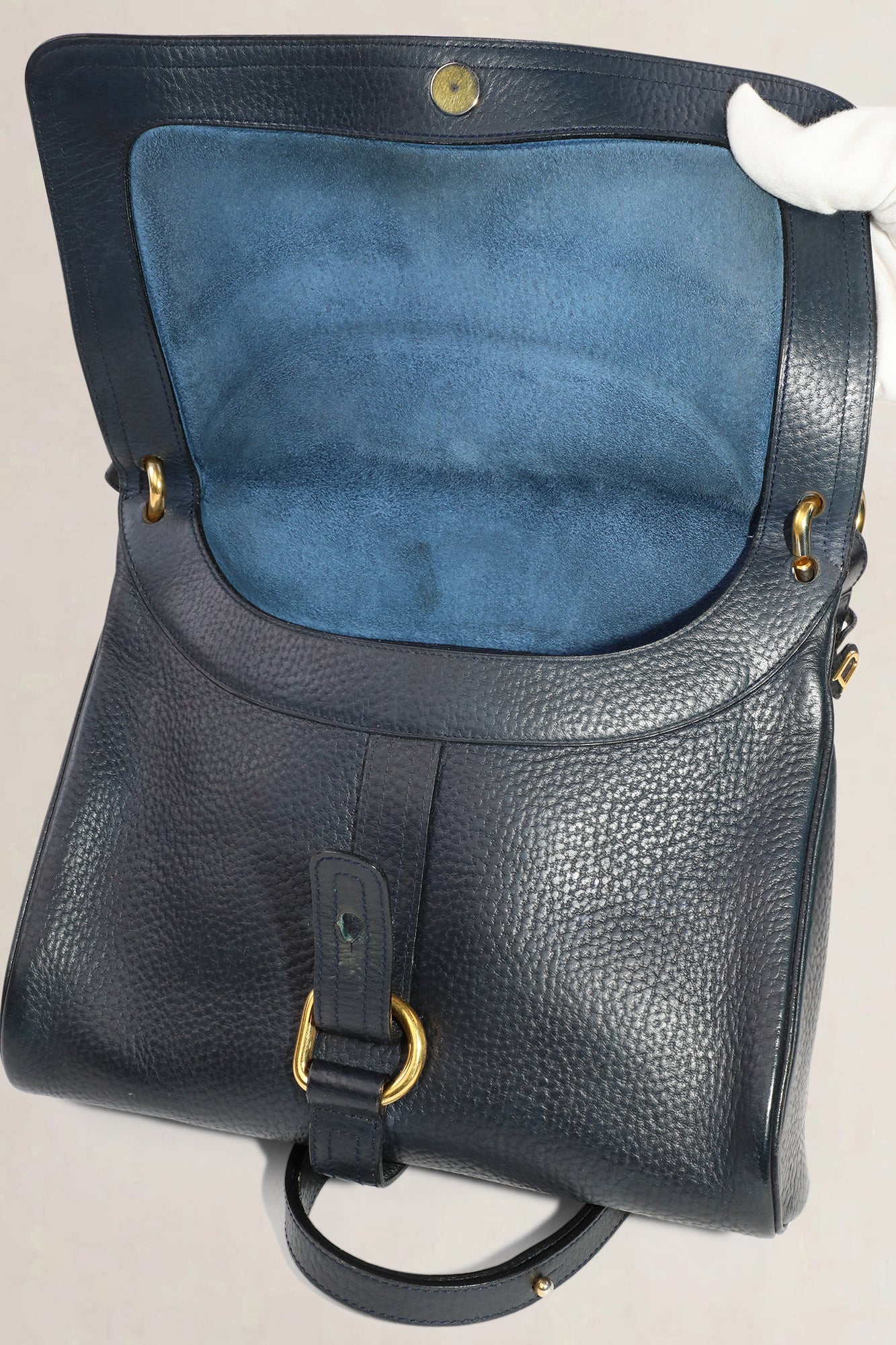 Delvaux Fichu navy blue crossbody — vintage