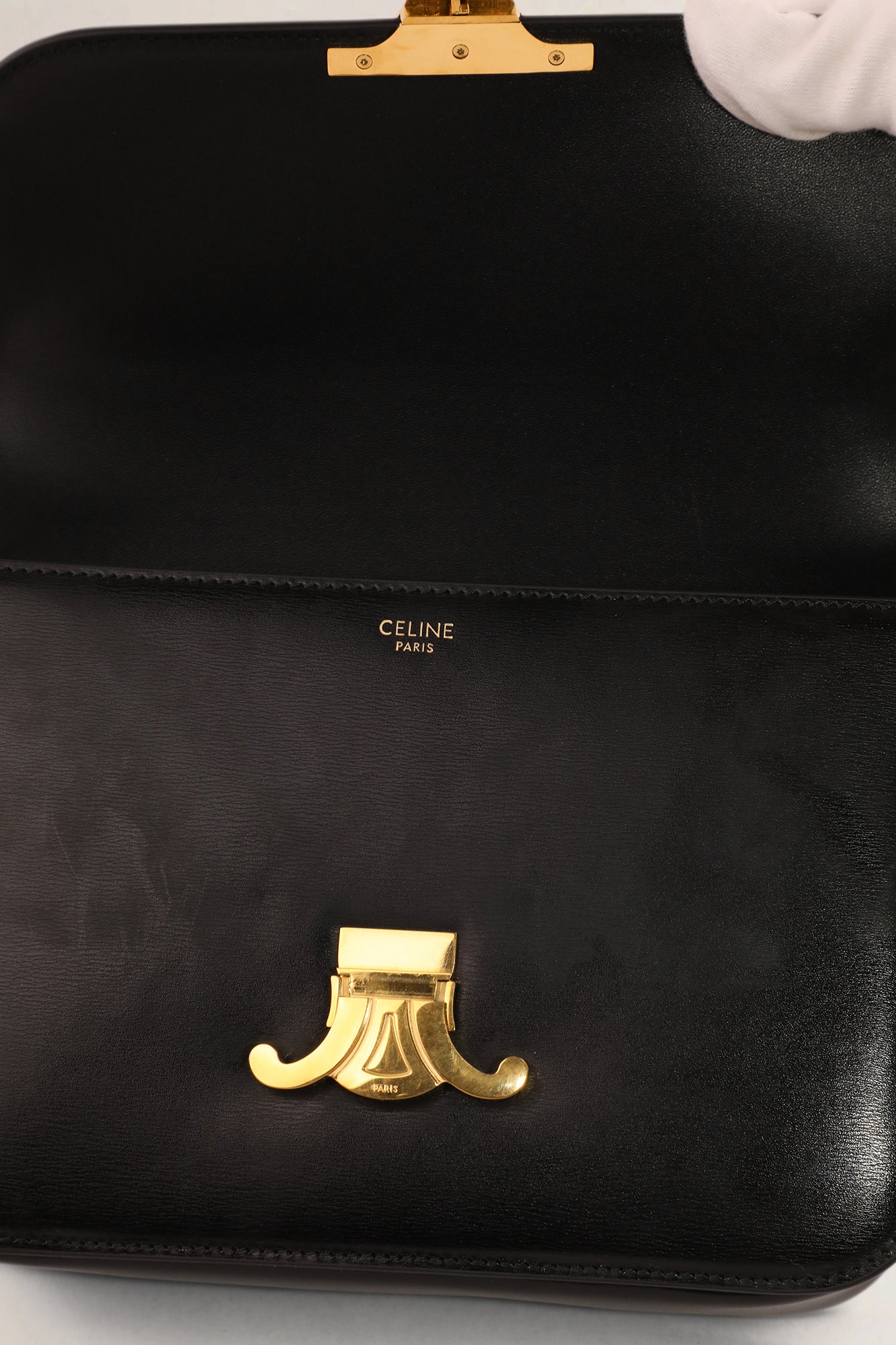 Céline Black Calfskin Triomphe Classique Crossbody Bag
