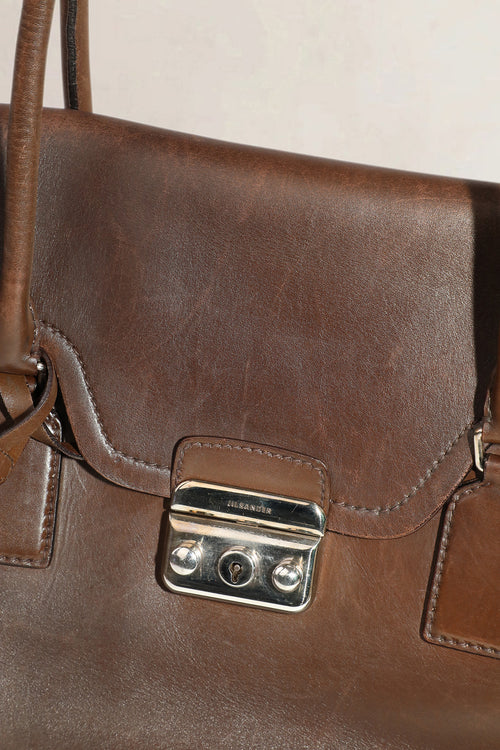 Jil Sander Brown Leather Shoulder Bag