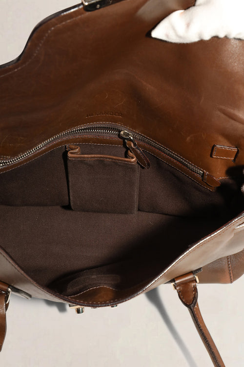 Jil Sander Brown Leather Shoulder Bag