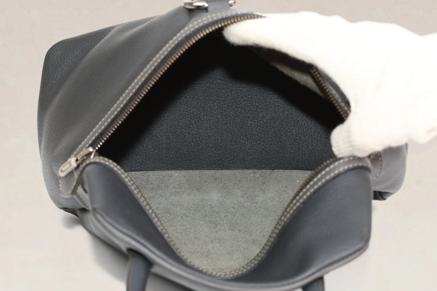 Deux de Delvaux Blue/Grey 'Le Trente' Top Handle Bag