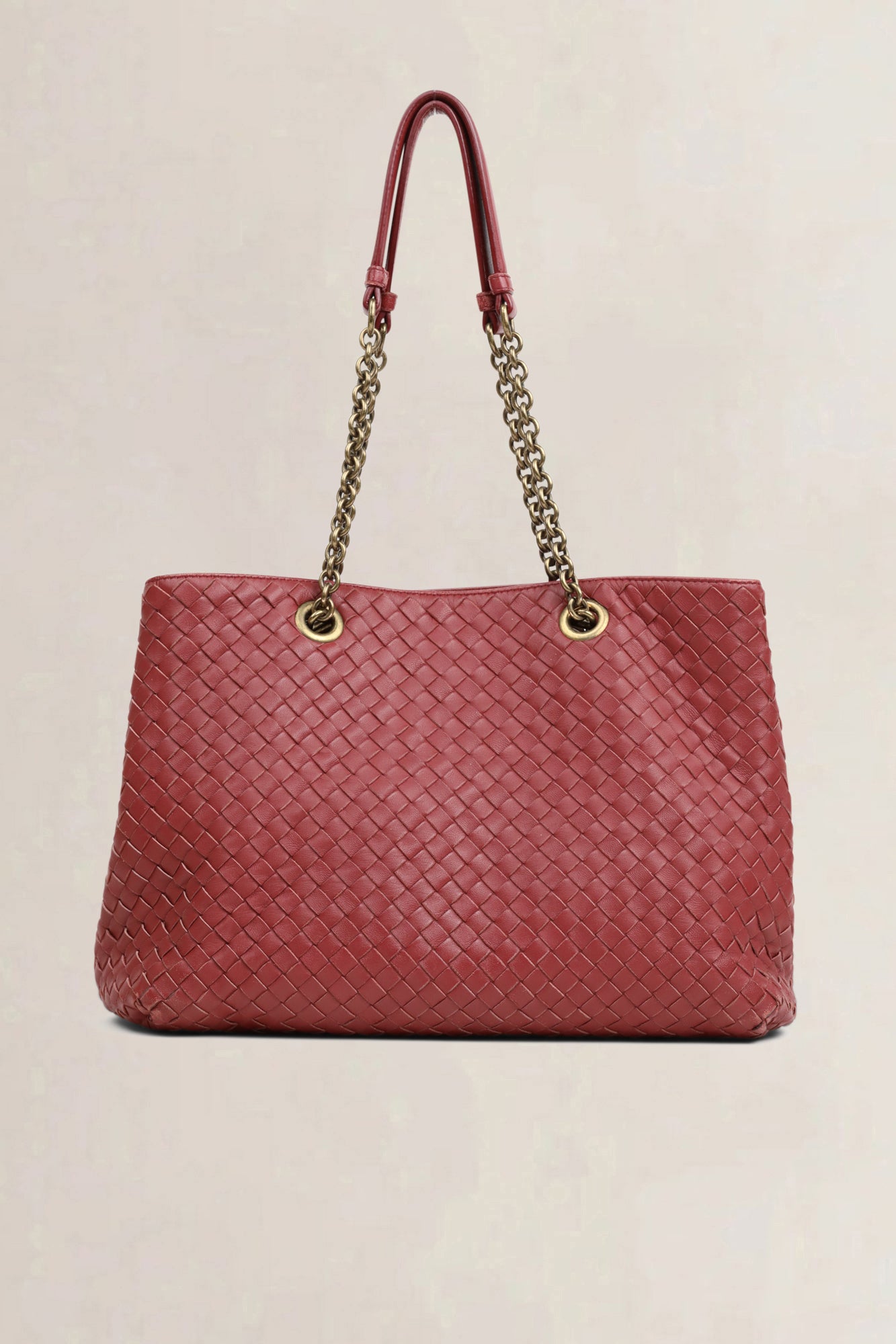 Bottega Veneta Burgundy Intrecciato Leather Chain Tote Bag