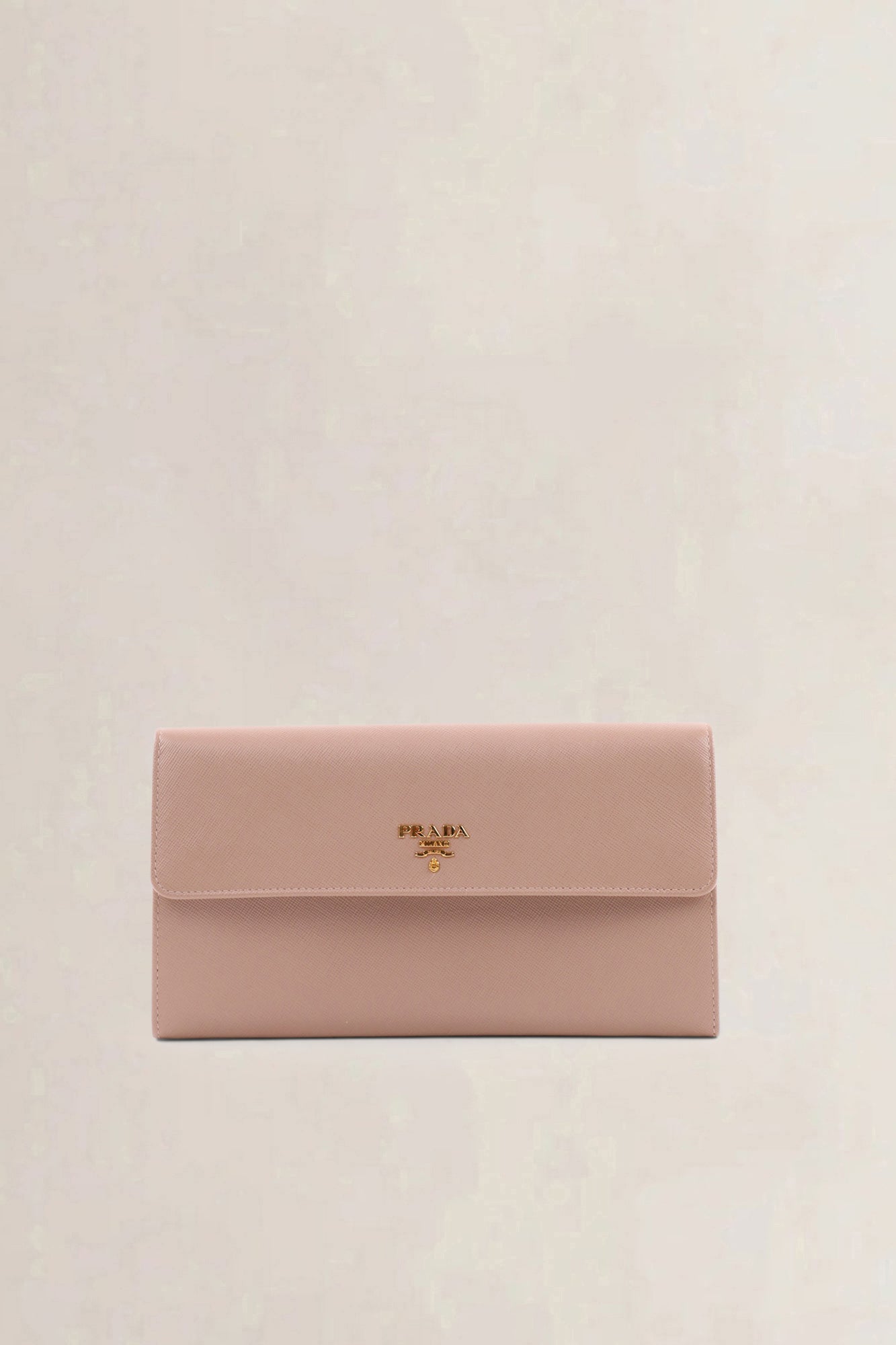 Prada Saffiano clutch light pink — preloved