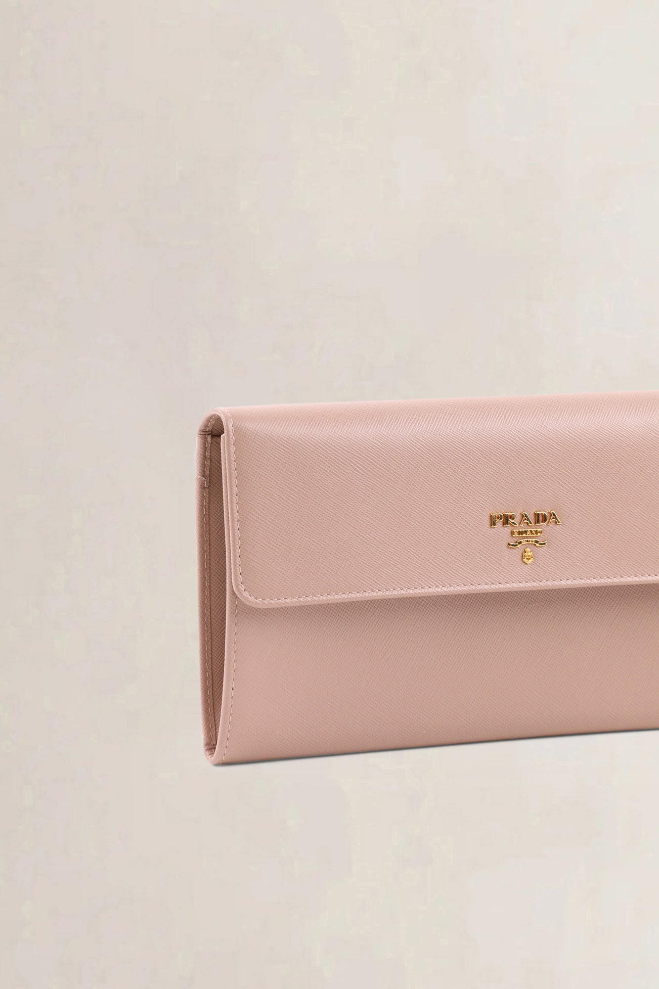 Prada Light Pink Saffiano Leather Clutch
