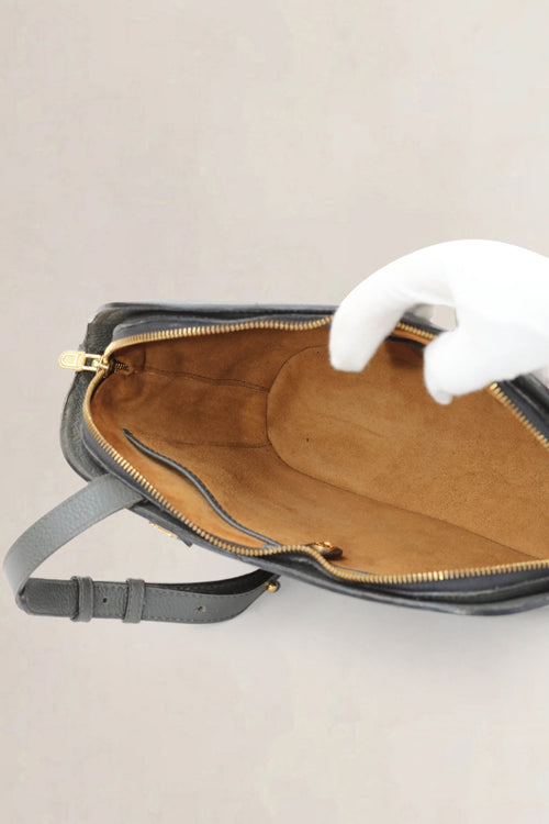 Delvaux Blue/Green Toile De Cuir Lussac Shoulder Bag