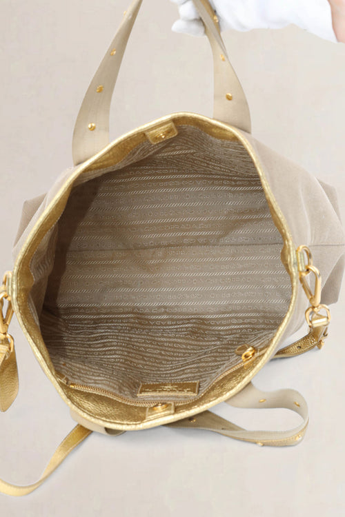 Prada Beige Shopping Crossbody Bag