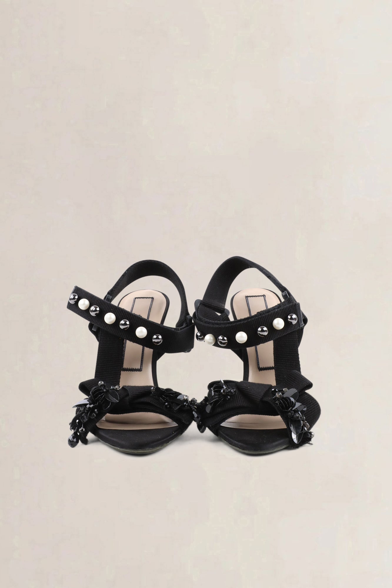 N°21 Black Satin Heeled Sandals