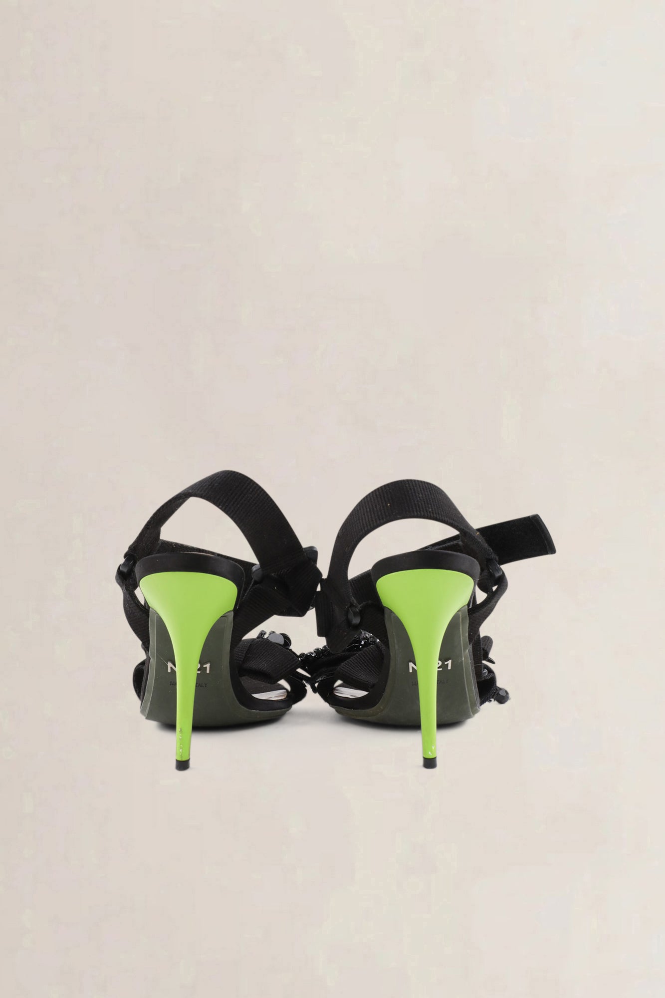 N°21 Black Satin Heeled Sandals