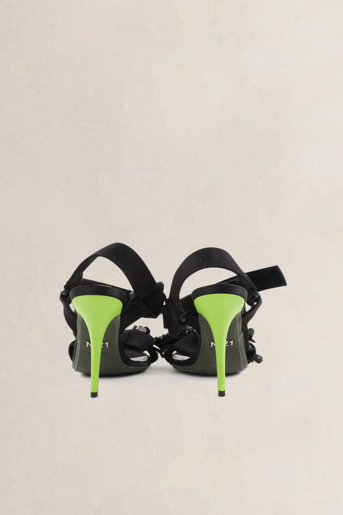 N°21 Black Satin Heeled Sandals
