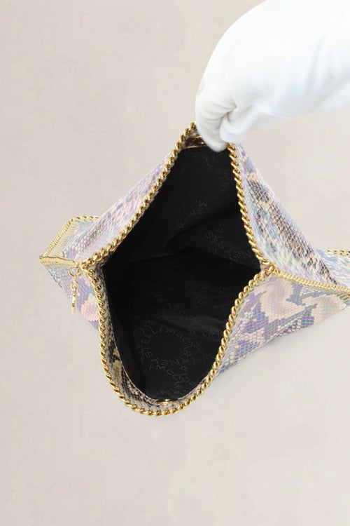Stella McCartney Embossed Snakeskin Falabella Fold-Over Clutch