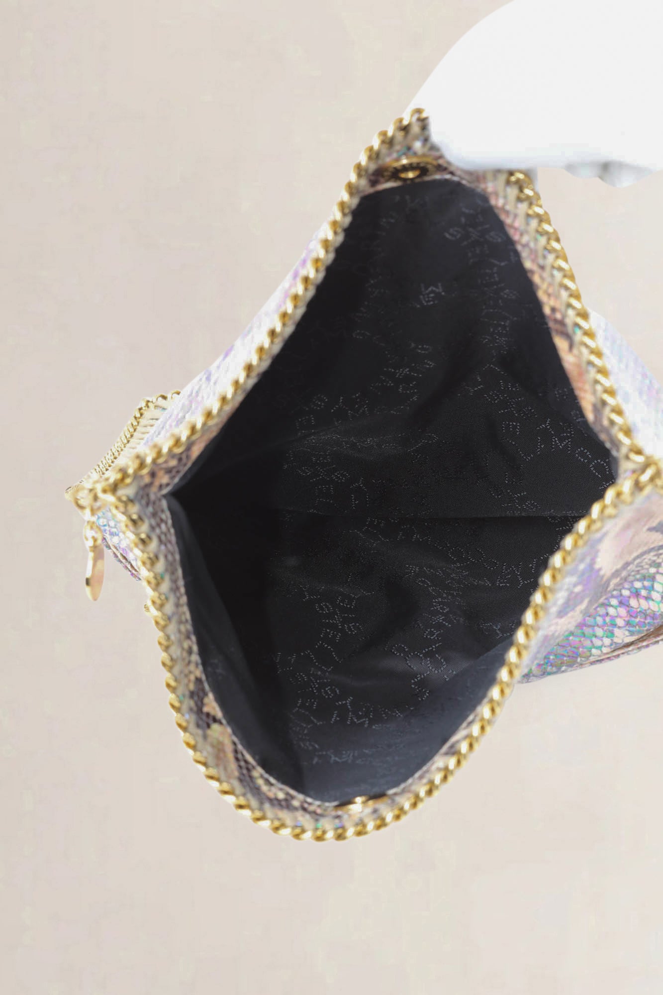 Stella McCartney Embossed Snakeskin Falabella Fold-Over Clutch