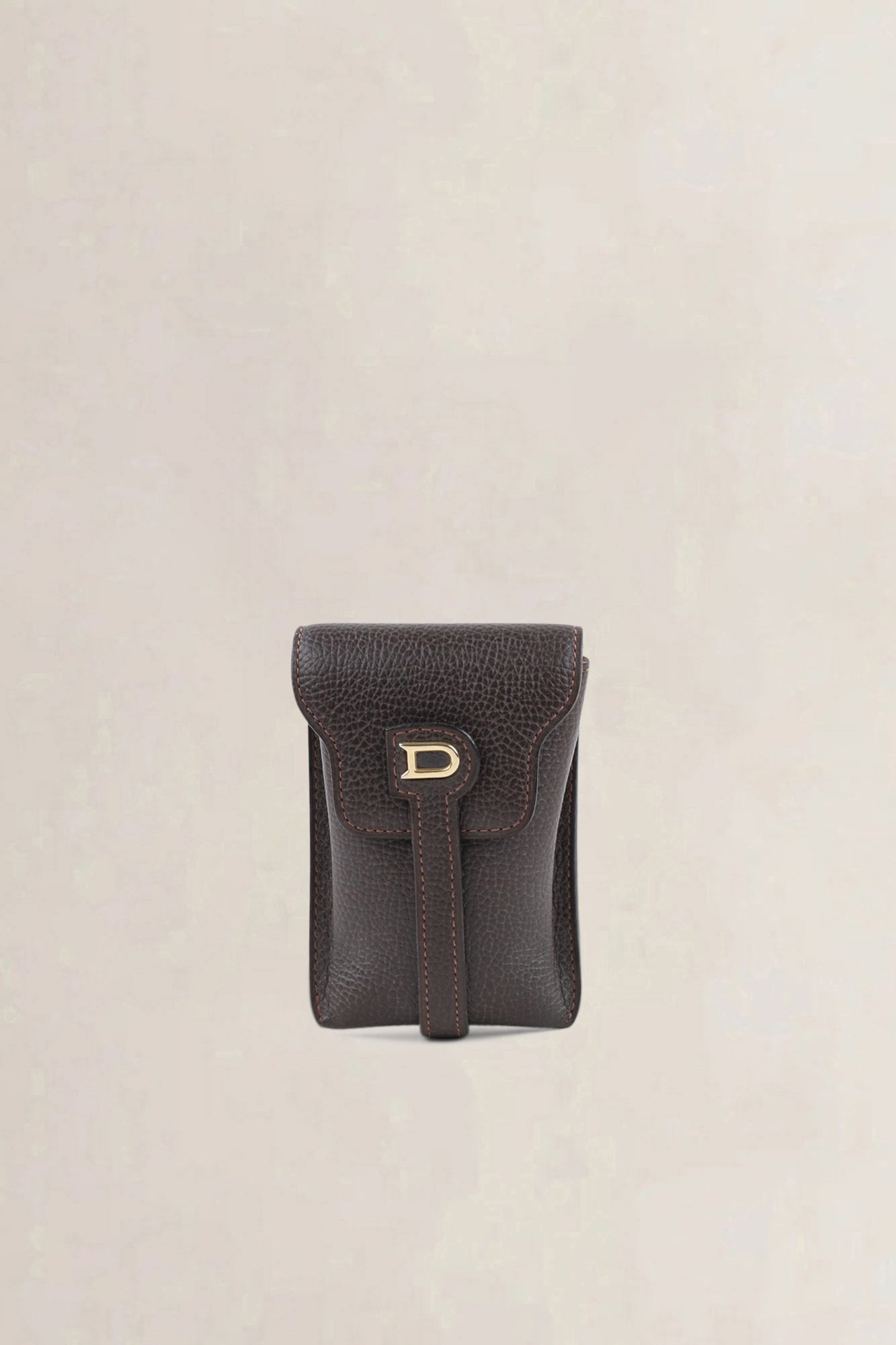 Delvaux brown leather key chain — preloved