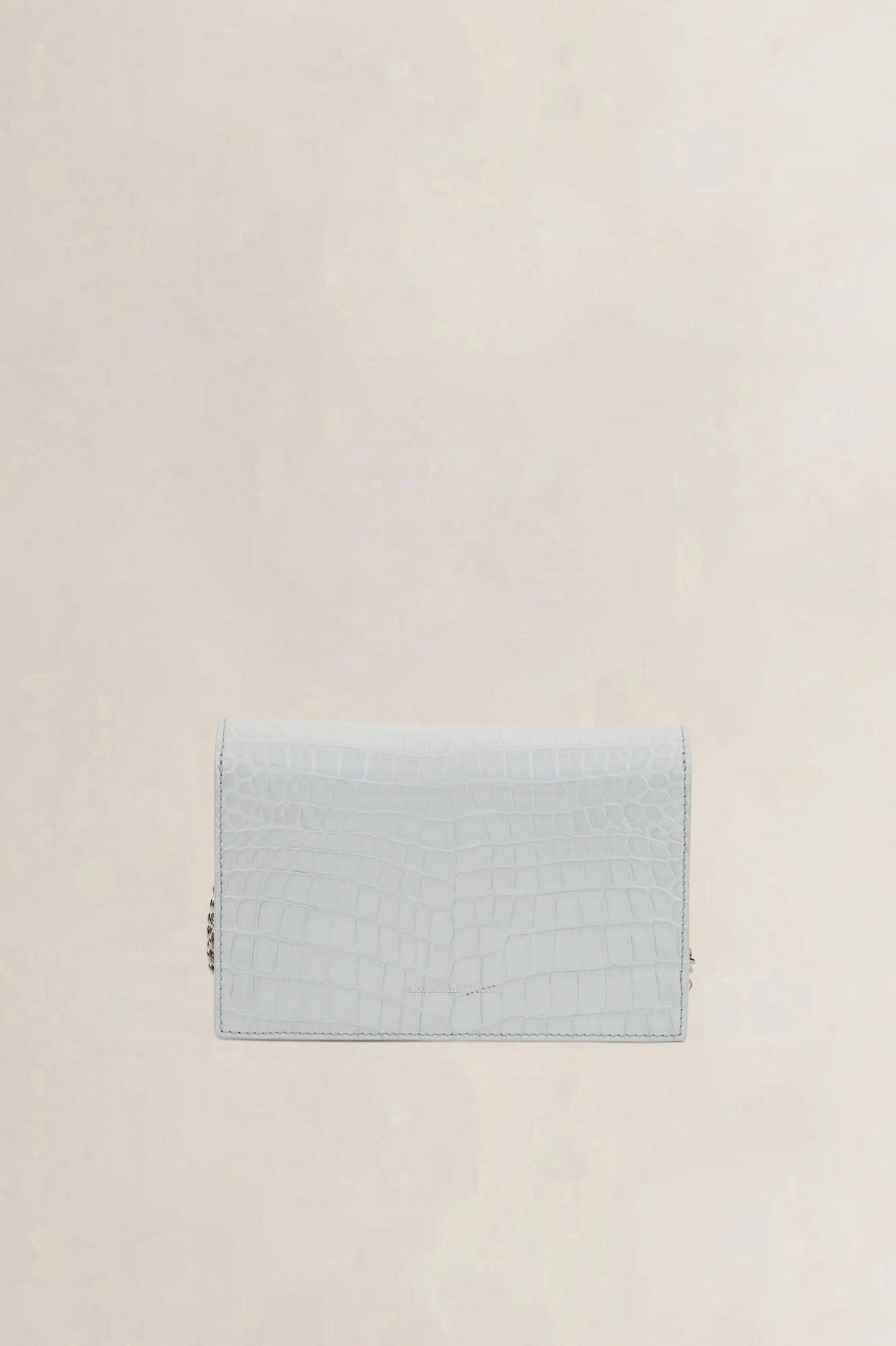 Alexander McQueen White Skull Croco Embossed Crossbody Bag