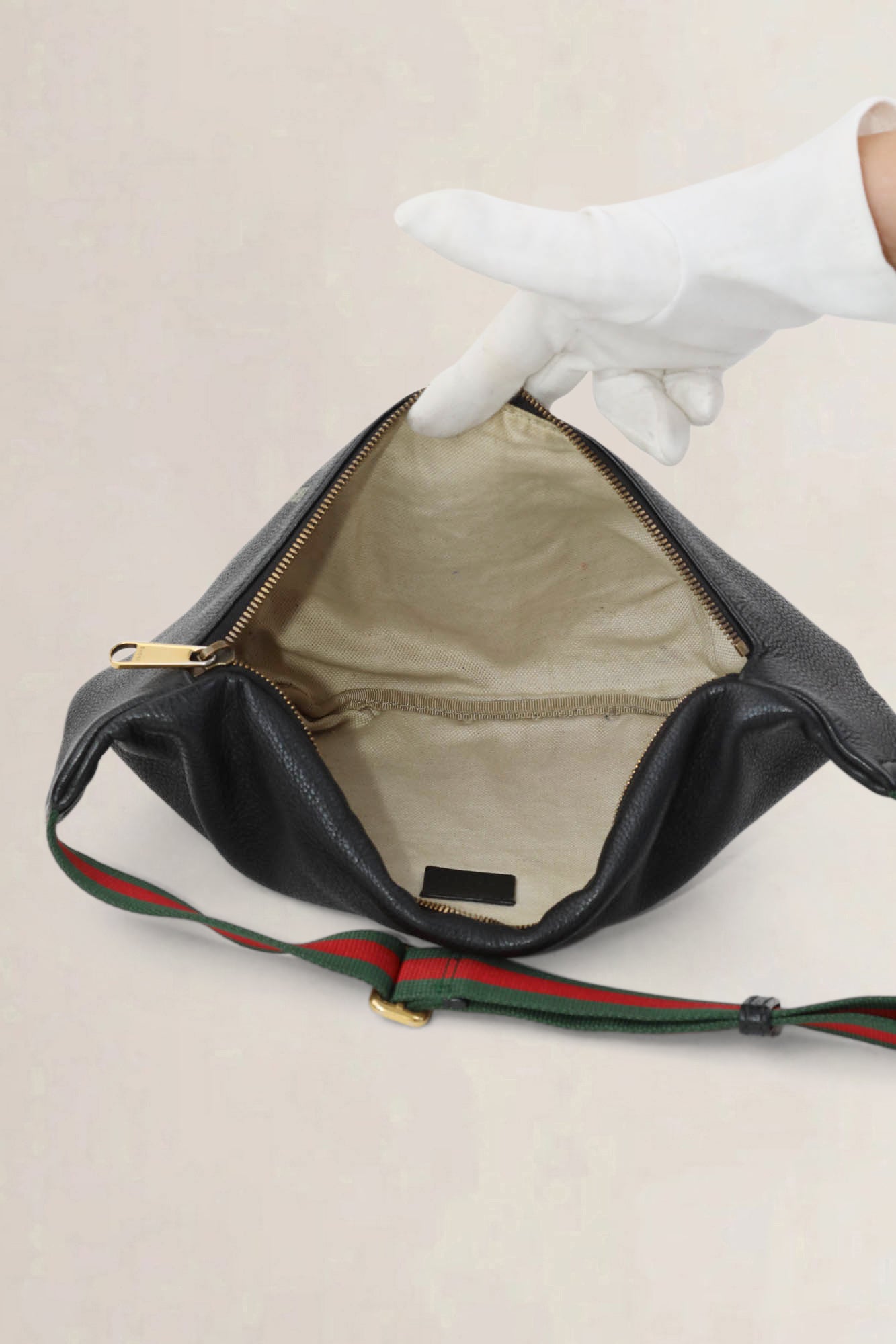 Gucci Black Leather Logo Belt Bag