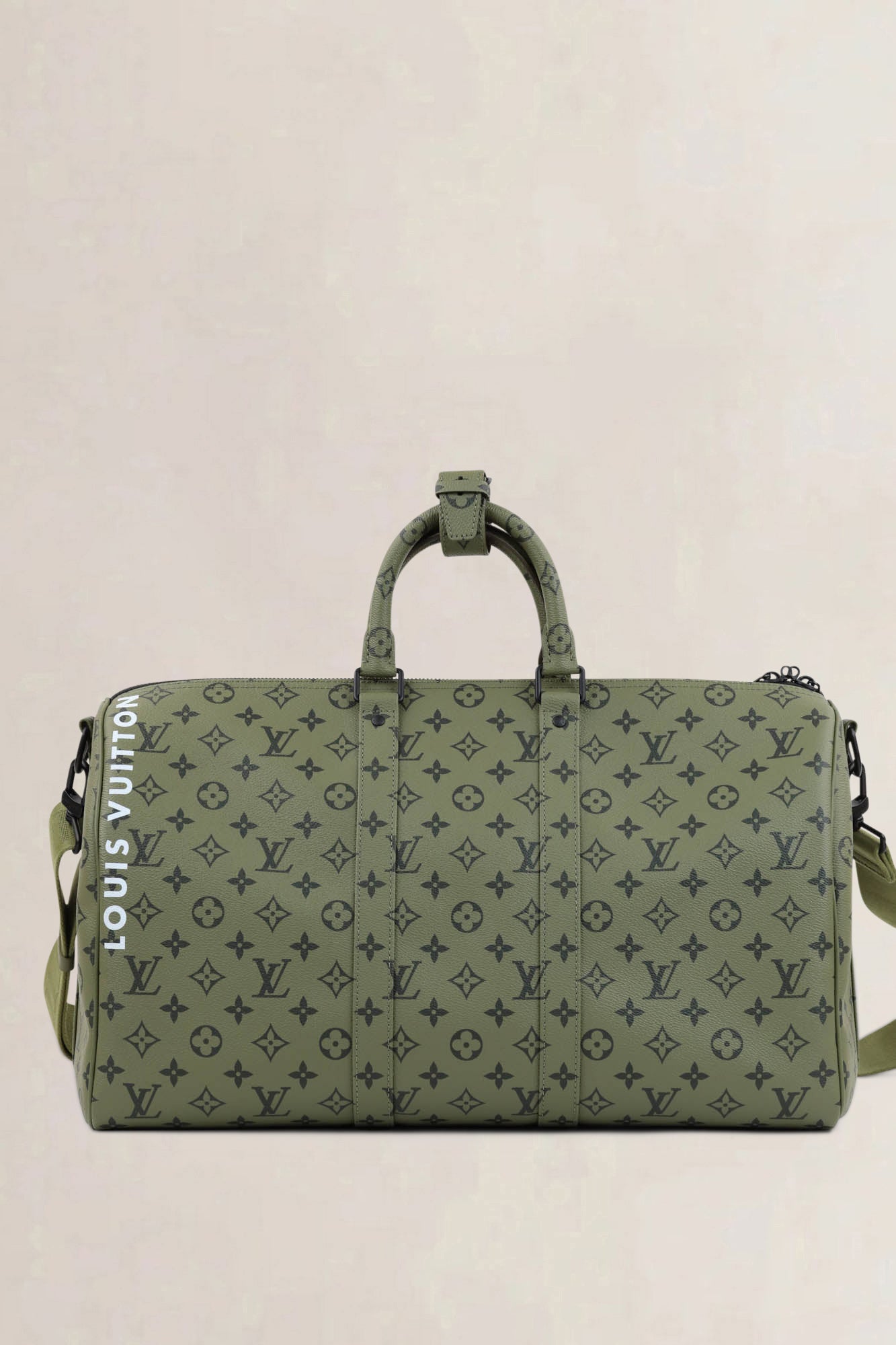 Louis Vuitton Khaki Green/Vermillion Red Keepall Bandouliere 45 Limited Edition