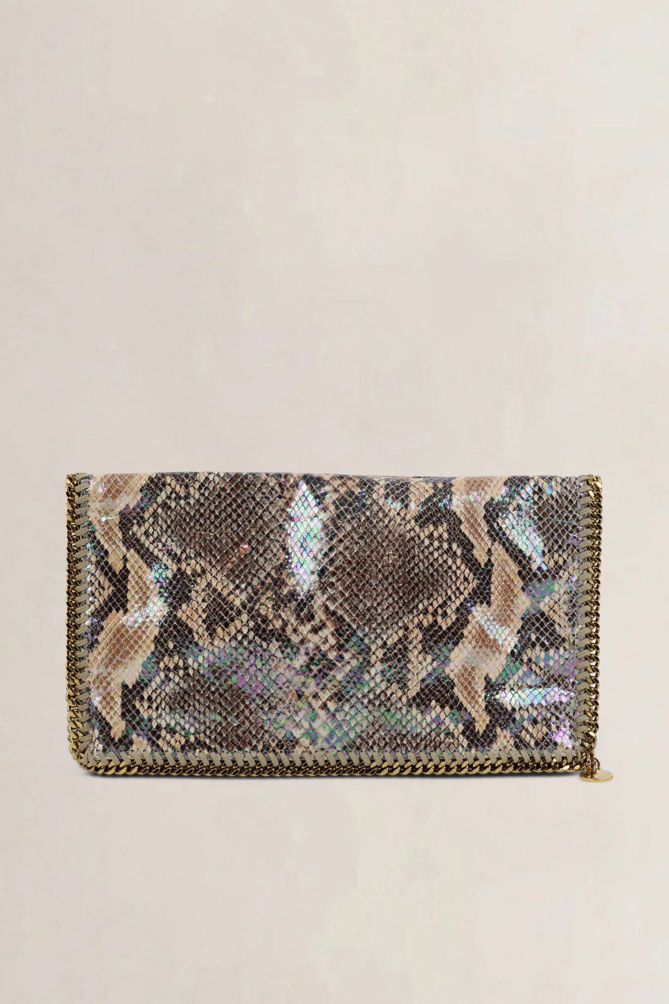 Stella McCartney Embossed Snakeskin Falabella Fold-Over Clutch