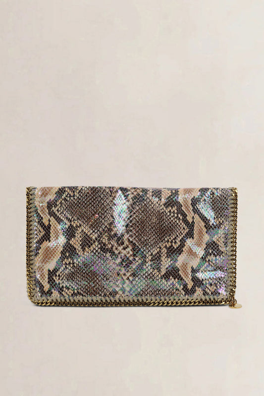 Stella McCartney Embossed Snakeskin Falabella Fold-Over Clutch