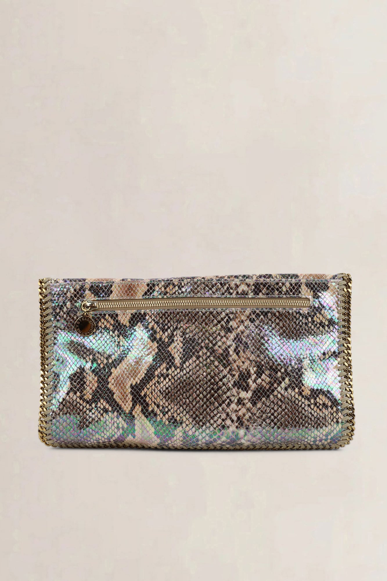 Stella McCartney Embossed Snakeskin Falabella Fold-Over Clutch