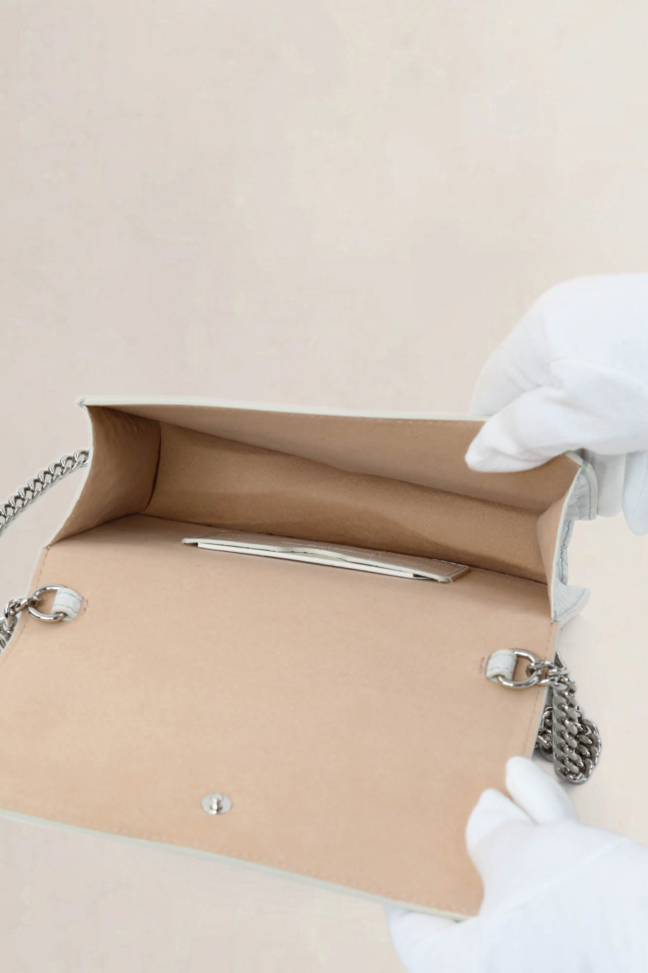 Alexander McQueen White Skull Croco Embossed Crossbody Bag