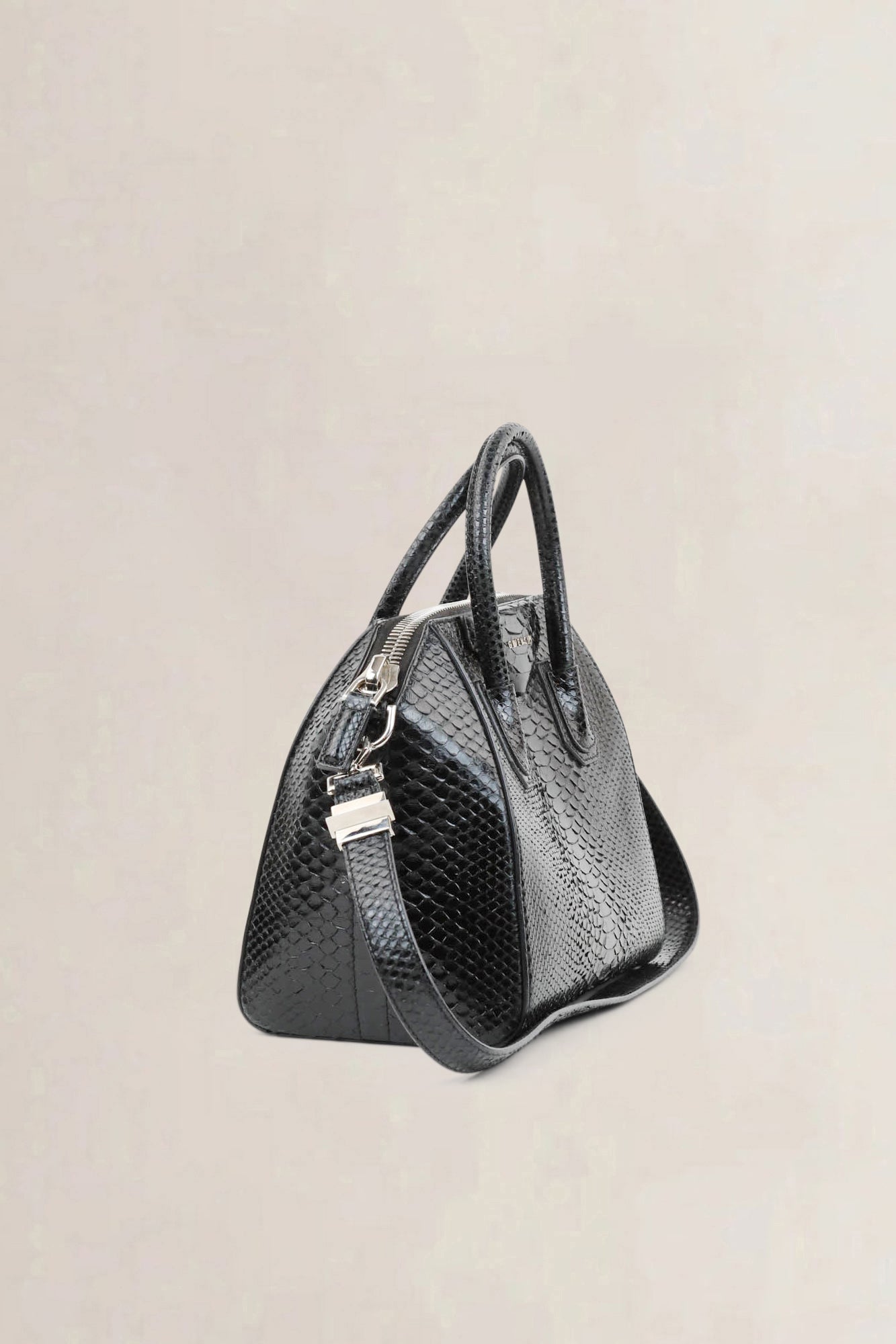 Givenchy Black Antigona Leather-Trim Python Shoulder Bag