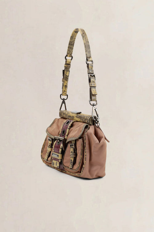 Prada Pink Python/Nylon Pocket Frame Shoulder Bag