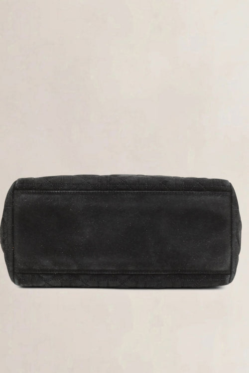 Christian Dior Black Lady Dior Medium Suède Top Handle Bag