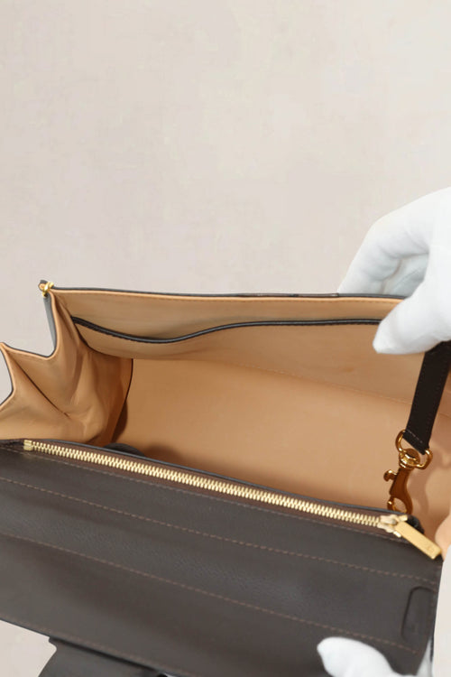 Delvaux Brillant MM Dark Brown Ostrich Crossbody Bag