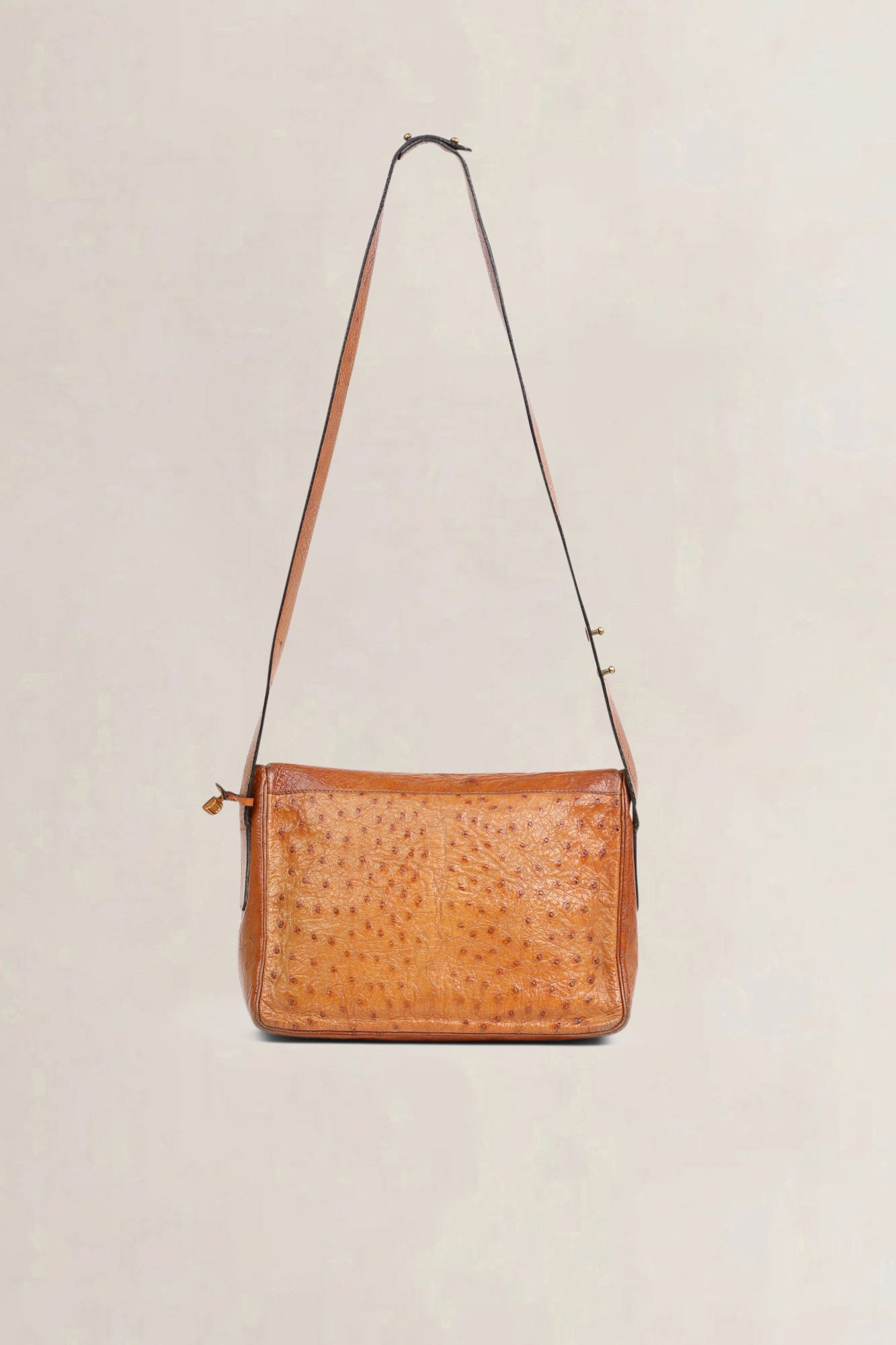 Delvaux Cognac Poirier Ostrich Leather Crossbody Bag