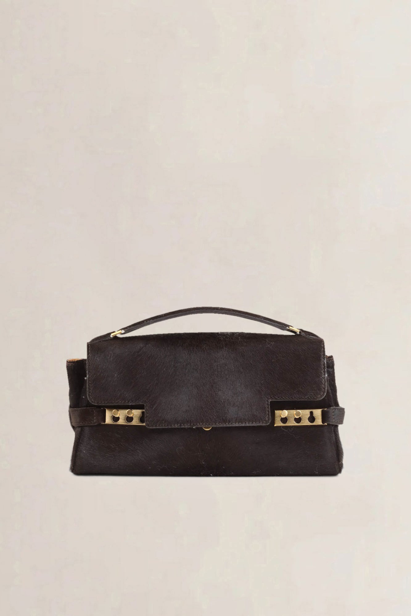 Delvaux Brown Tempête Pony Hair Top Handle Bag