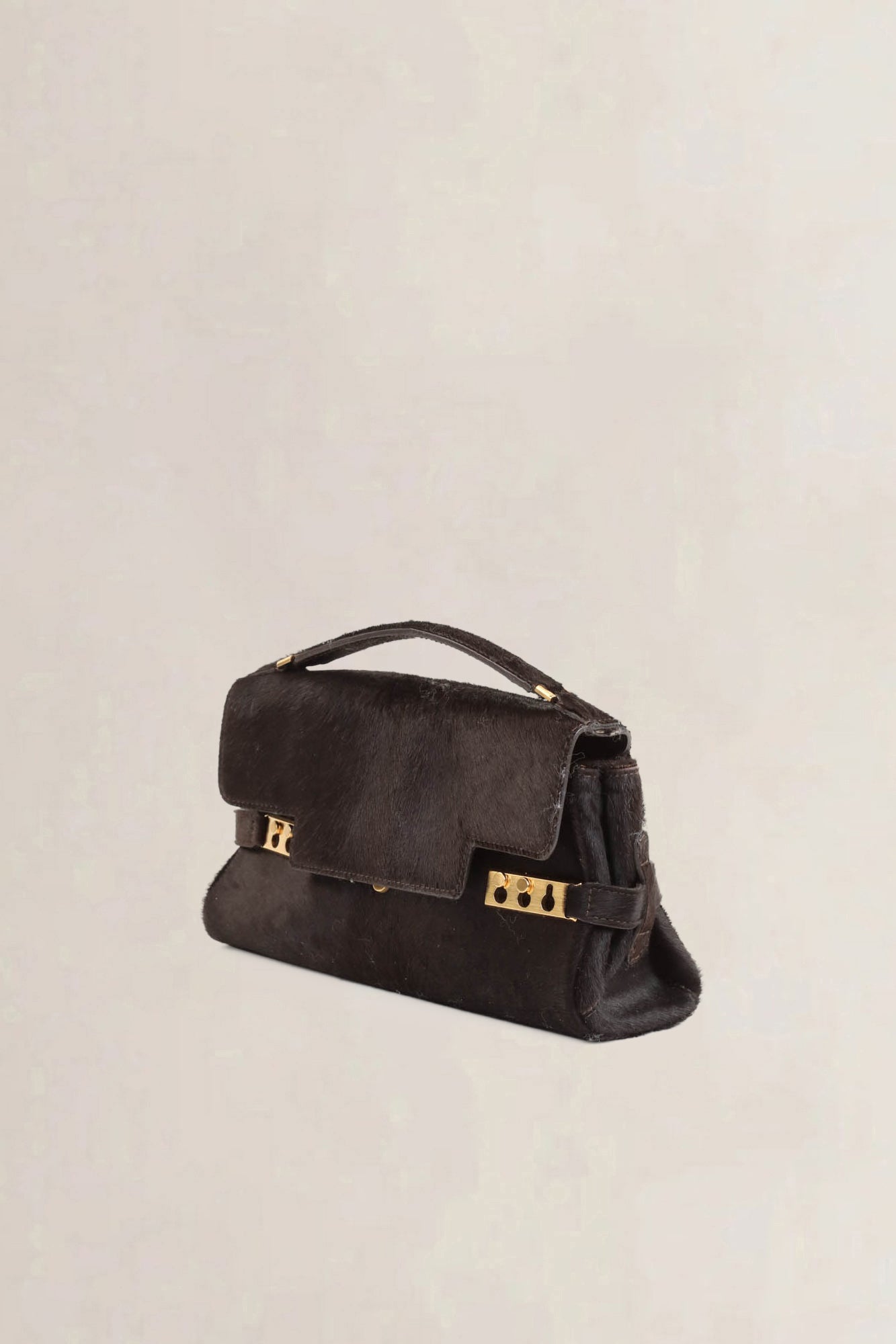 Delvaux Brown Tempête Pony Hair Top Handle Bag