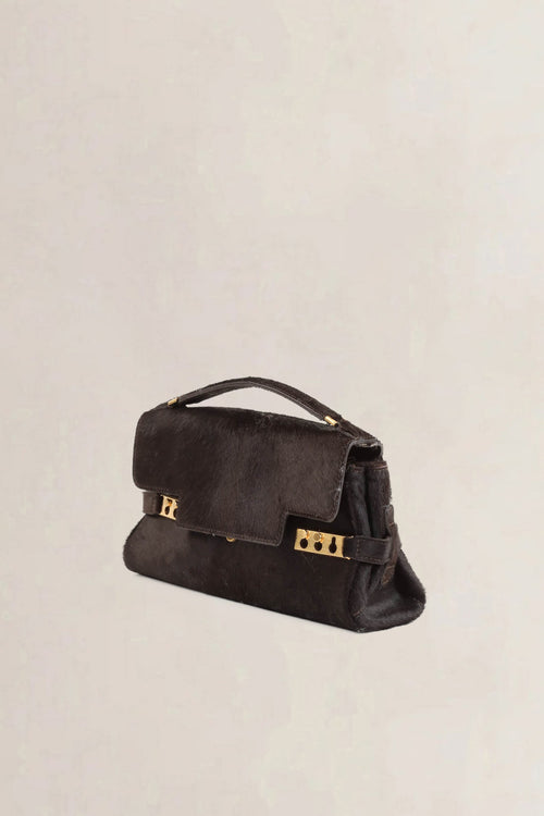 Delvaux Brown Tempête Pony Hair Top Handle Bag