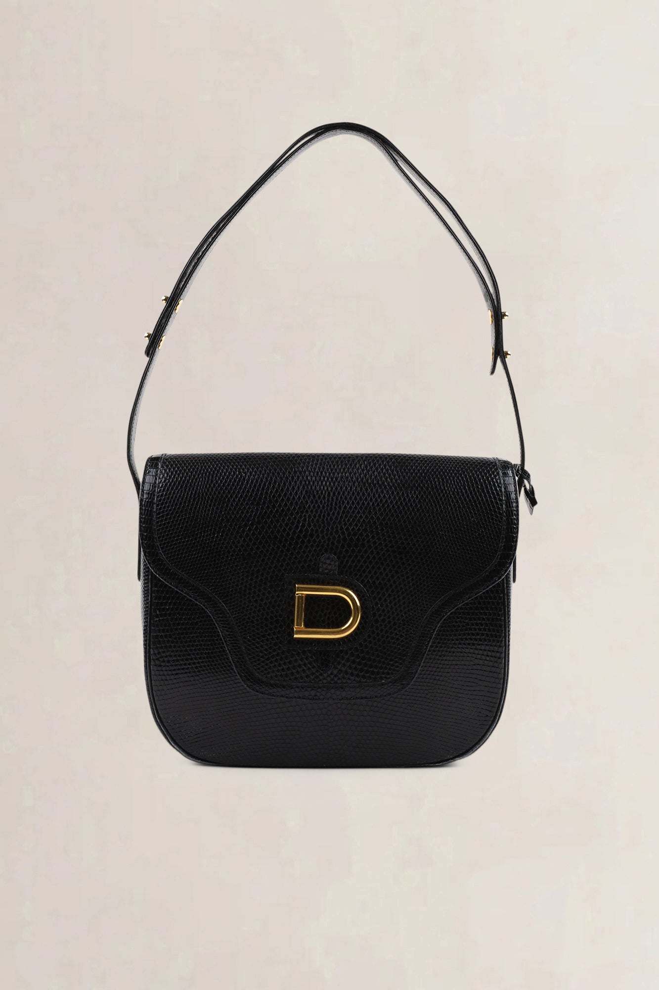Delvaux Black Lézard Crossbody Bag