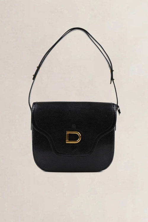 Delvaux Black Lézard Crossbody Bag