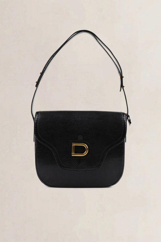 Delvaux Black Lézard crossbody bag — vintage
