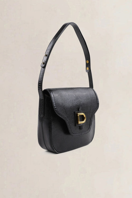 Delvaux Black Lézard Crossbody Bag