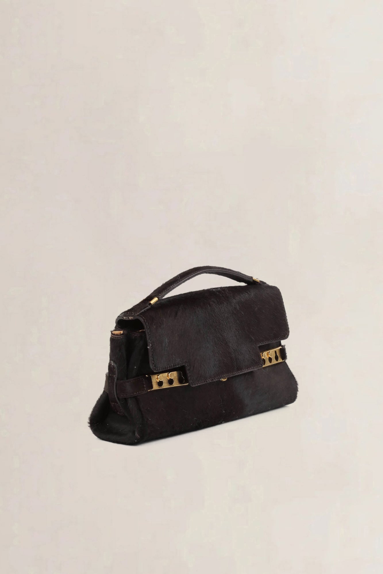 Delvaux Brown Tempête Pony Hair Top Handle Bag