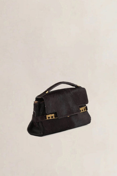 Delvaux Brown Tempête Pony Hair Top Handle Bag