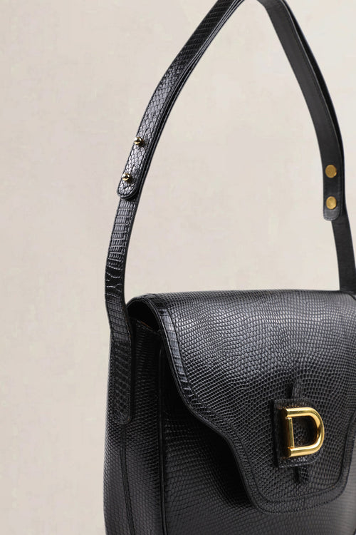 Delvaux Black Lézard Crossbody Bag